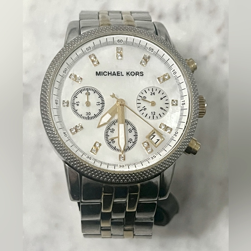 Michael Kors Ladies Gold & Silver Chronograph Watch - MK5057